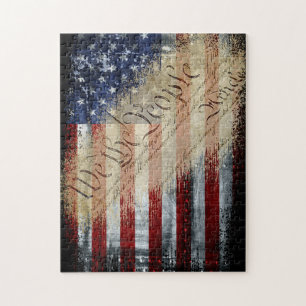 Puzzle Vintage Industrial We The People American Flag