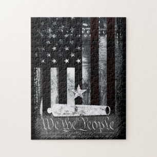 Puzzle Vintage Industrial We The People Cannon Flag