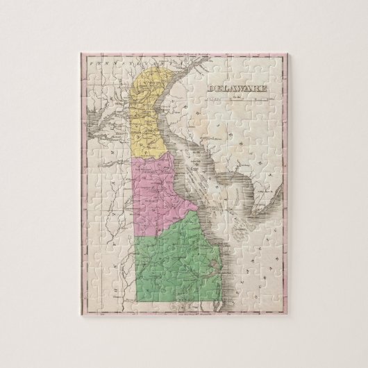 Puzzle Vintage Map of Delaware (Vertical)