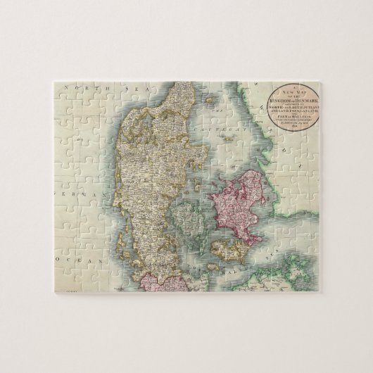 Puzzle Vintage Map of Denmark (Horizontal)