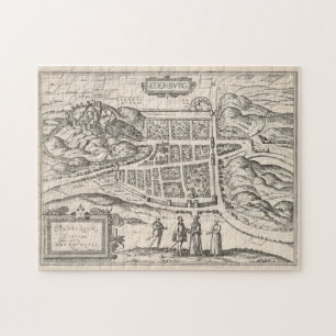 Puzzle Vintage Map of Edinburgh Scotland (1581)