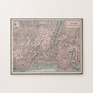 Puzzle Vintage Map of Nice France (1901)