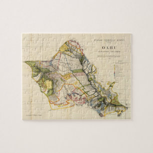 Puzzle Vintage Map of Oahu Hawaii (1906)