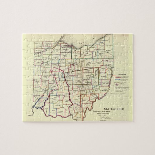 Puzzle Vintage Map of Ohio (Horizontal)