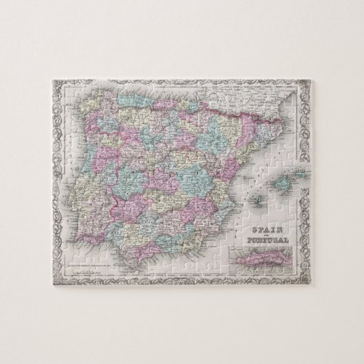 Puzzle Vintage Map of Spain (1855) (Horizontal)