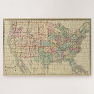 Puzzle Vintage Map of The United States (1864)