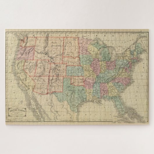 Puzzle Vintage Map of The United States (1864) (Horizontal)