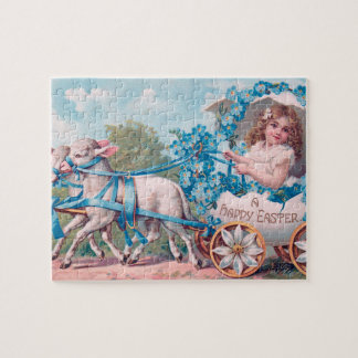 Puzzle Vintage mignonne fille dans le transport d'oeufs d