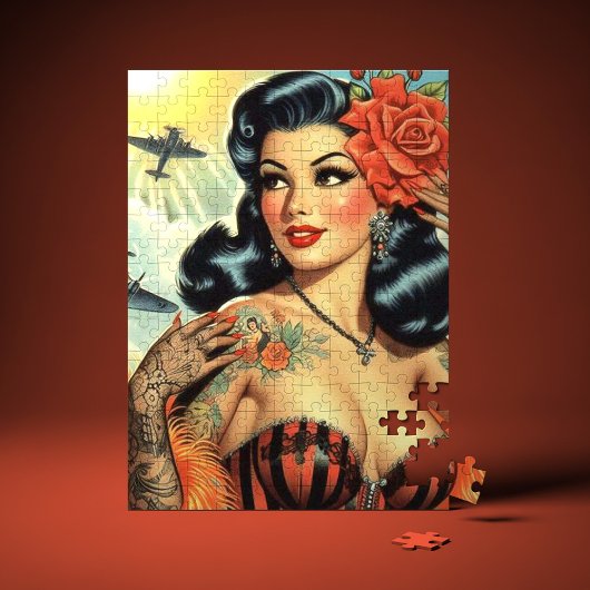 Puzzle Vintage mignonne fille de tatouage