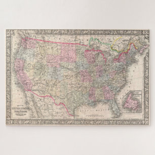 Puzzle Vintage Mitchell Map of the United States (1866)