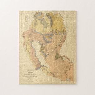 Puzzle Vintage Montana & Wyoming Geological Map (1872)