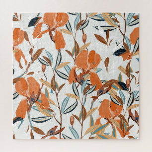 Puzzle Vintage motif floral d'Iris orange