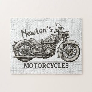 Puzzle Vintage Motocyclette NOM PERSONNALISÉ Garage pour