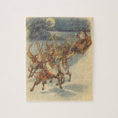 Puzzle Vintage Noël Père Noël Sleigh avec Reindeer (Vertical)