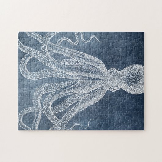 Puzzle Vintage Octopus Twilight Blue Denim (Horizontal)
