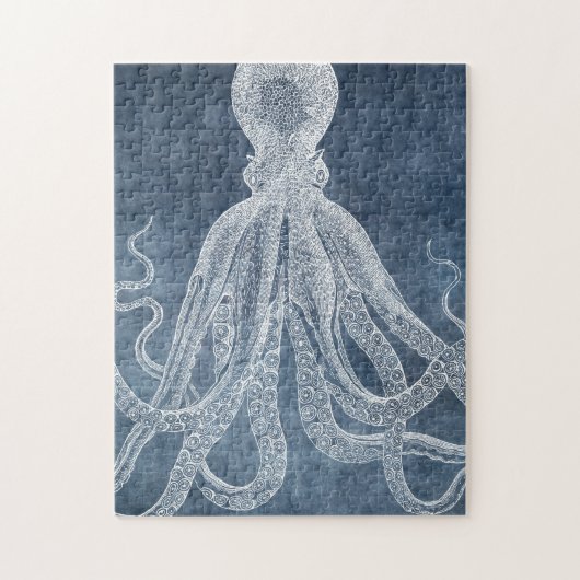 Puzzle Vintage Octopus Twilight Blue Denim (Vertical)