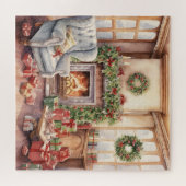 Puzzle Vintage Parleur Noël Présents Cheminée (Horizontal)