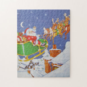 Puzzle Vintage Père Noël Sleigh