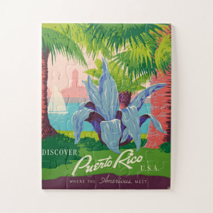 Puzzle Vintage Porto Rico Travel Art Illustration