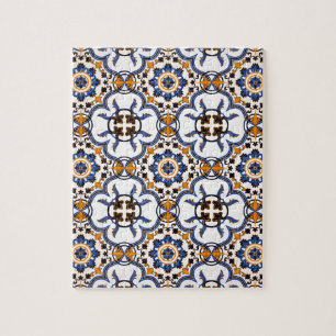 Puzzle Vintage Portugais Azulejo Blue Yellow Motif