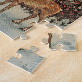 Puzzle Vintage Reindeer Girl Winter Snow Scene Poster (Côté)