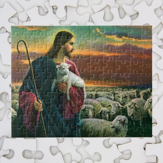 Puzzle Vintage Religion, Christ Good Shepherd with Flock