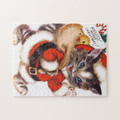 Puzzle vintage retro chat de Noël (Horizontal)