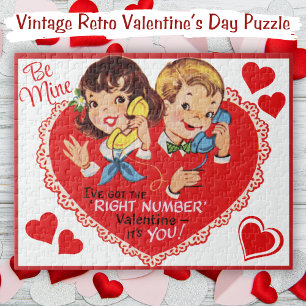 Puzzle Vintage Retro Garçon Be Mine Saint Valentin