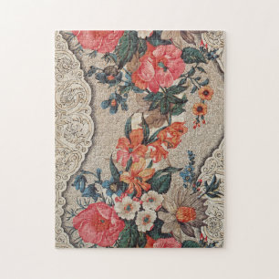 Puzzle Vintage rouge orange blanc motif