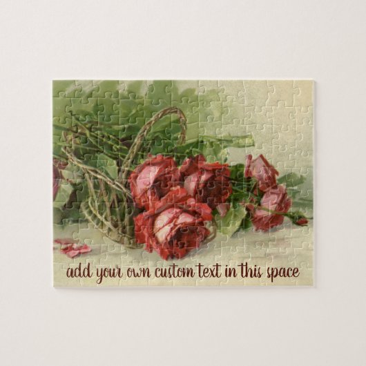 Puzzle Vintage Saint Valentin Amour, Crimson Red Roses (Horizontal)
