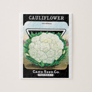Puzzle Vintage Seed Packet Étiquette Art, Cauliflower Lég