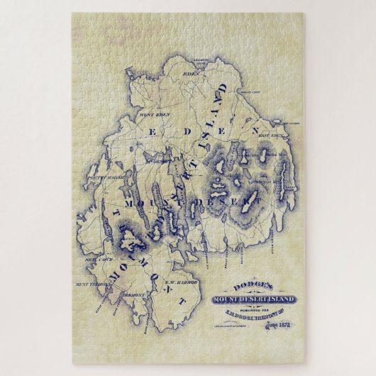 Puzzle Vintage Stylized Mount Desert Island (Vertical)