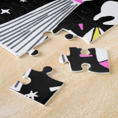 Puzzle Vintage tartan brun-orange. (Côté)