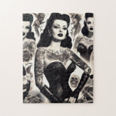 Puzzle Vintage Tattooed Goth Woman Collage (Vertical)