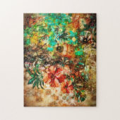 Puzzle Vintage Tropical Parrot Jungle Floral Hibiscus (Vertical)