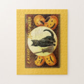 Puzzle Vintage un joyeux chat noir Halloween (Vertical)