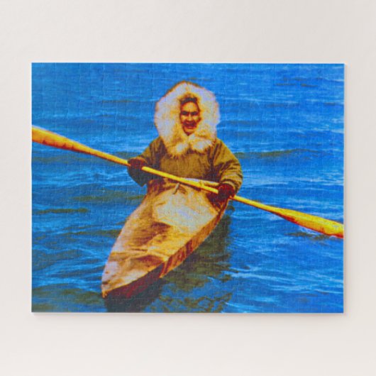 Puzzle Vintage USA Alaska eskimo et son kayak (Horizontal)