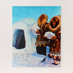 Puzzle Vintage USA Alaska igloo builders