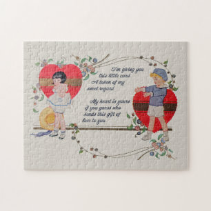 Puzzle Vintage Valentine Enfants Joli Art Déco Coloré