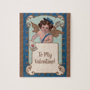Puzzle Vintage Valentine's Day, Cherub with Love Letters