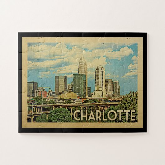 Puzzle Vintage voyage de Charlotte la Caroline du Nord (Horizontal)