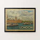 Puzzle Vintage voyage de Londres Angleterre<br><div class="desc">Design londonien dans le style Vintage voyage avec l'abbaye de Westminster sur la Tamise pour cette scène amusante Angleterre Royaume-Uni.</div>