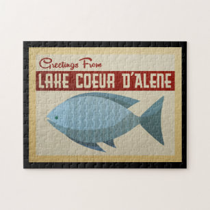Puzzle Vintage voyage de poisson bleu du lac Coeur d'Alen