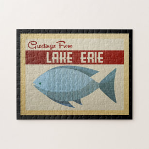 Puzzle Vintage voyage de poisson bleu du lac Erie