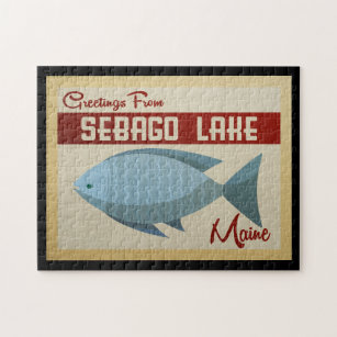 Puzzle Vintage voyage de poissons Sebago Lake Maine