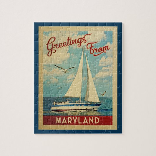 Puzzle Vintage voyage de voilier du Maryland (Vertical)