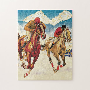 Puzzle Vintage voyage des courses hippiques suisses