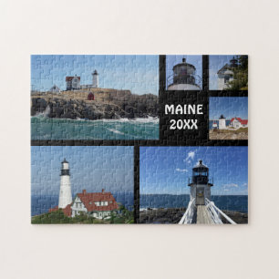 Puzzle Vintage voyage des phares du Maine Date de collage