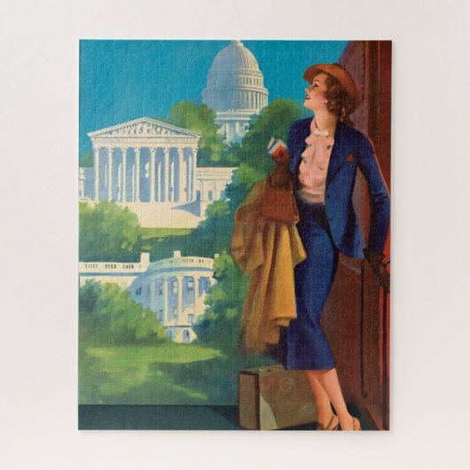 Puzzle Vintage Washington DC Travel Illustration (Vertical)