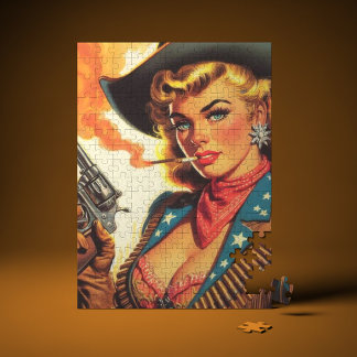 Puzzle Vintage Western Cowgirl Pin Up